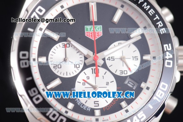 Tag Heuer Formula 1 Miyota Quartz Steel Case with Black Dial and Black Nylon Strap Stick Markers - Click Image to Close